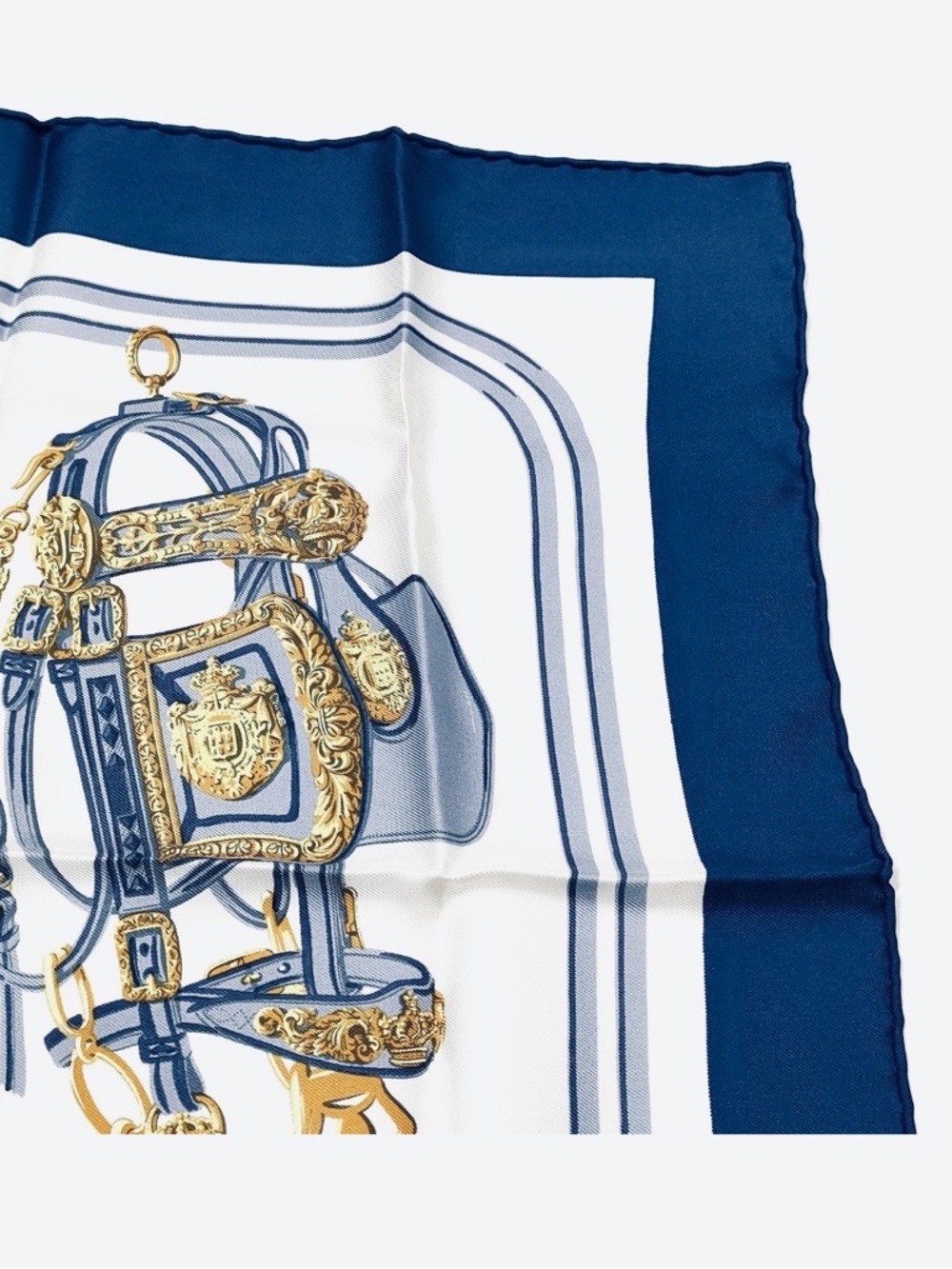 Hermès—“Brides de Gala” Navy Silk Scarf, Vintage - Picture 3 of 9